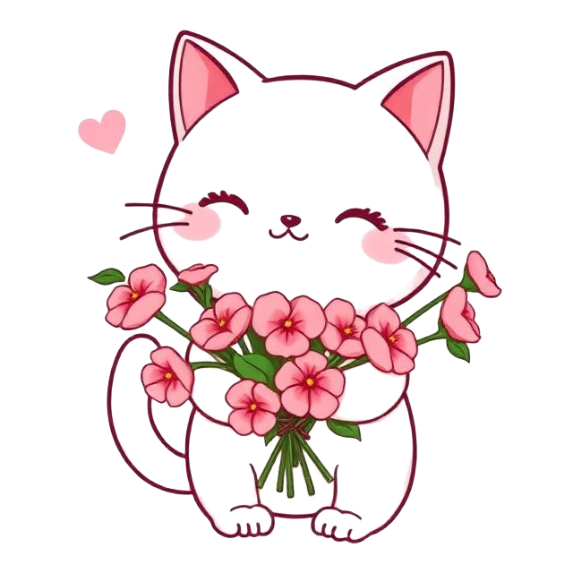 Котик с цветами